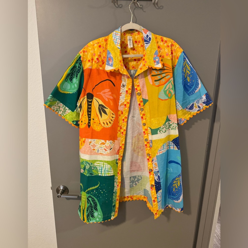 Uncle Frank Vibrant Multicolor Patchwork Shirt Dress